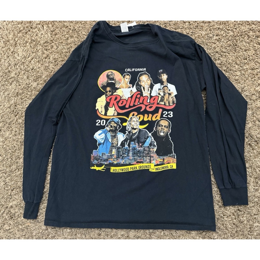Rolling Loud California 2023 Shirt Black Concert Graphic Long Sleeve Mens Large